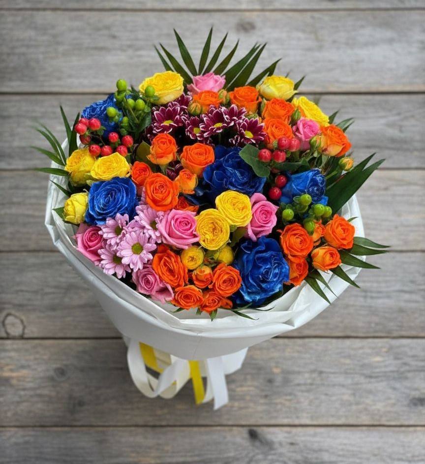 Букет цветов из: Розы и Хризантемы в Рогачево