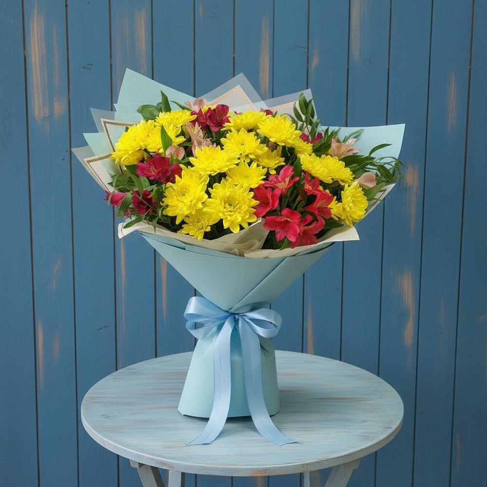 Букет цветов из: Альстромерии и Хризантемы в Рогачево