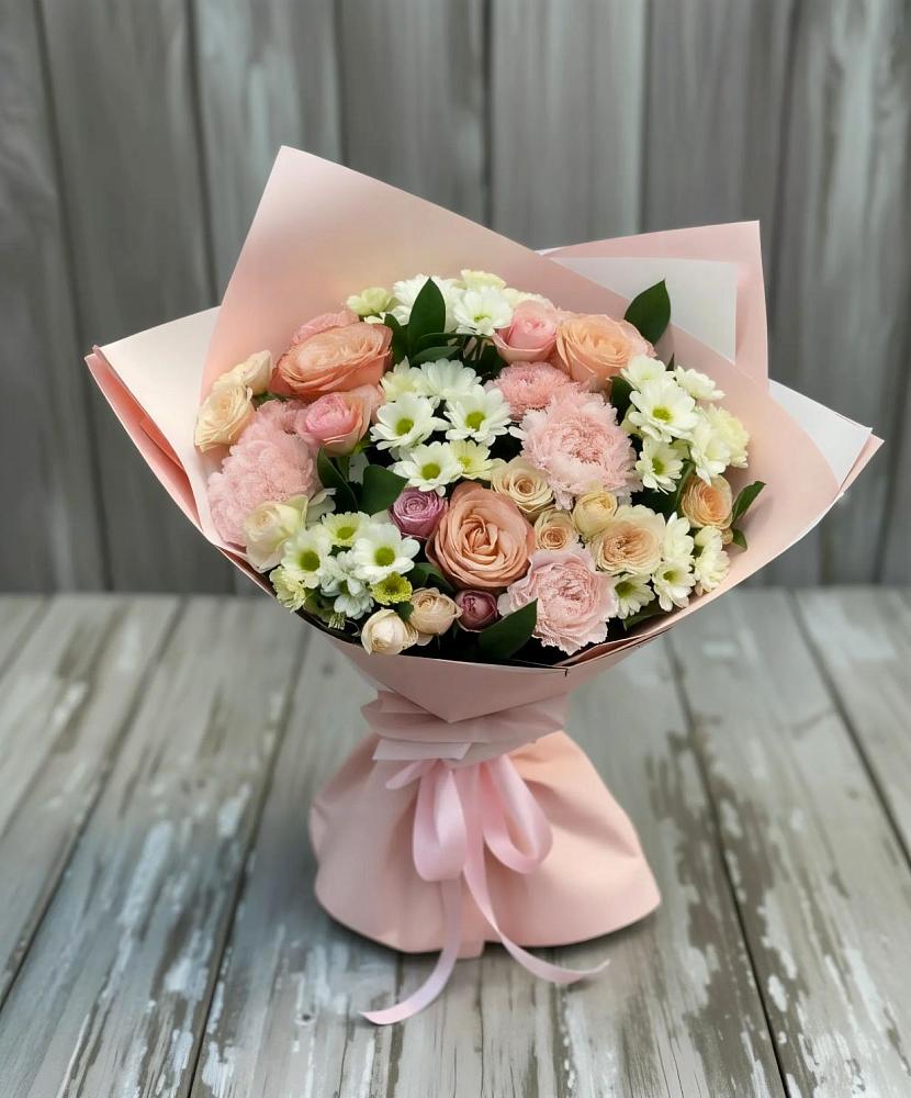 Букет цветов из: Гвоздики, Розы и Хризантемы в Рогачево