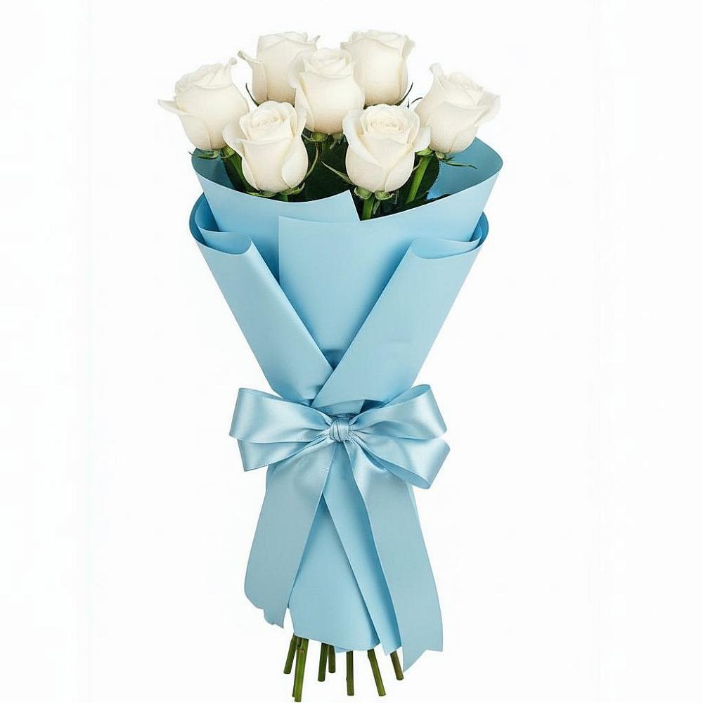 Букет 7 белых роз Проуд в Рогачево