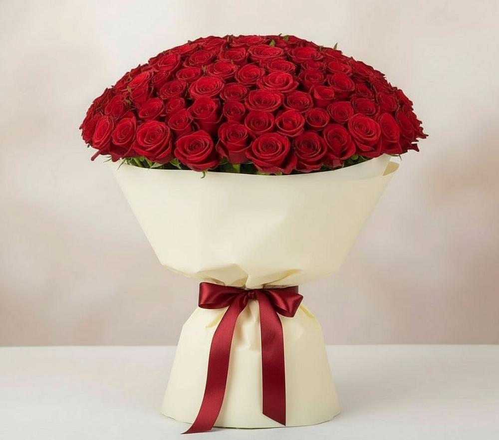 Букет 101 Красная роза Милано в Рогачево
