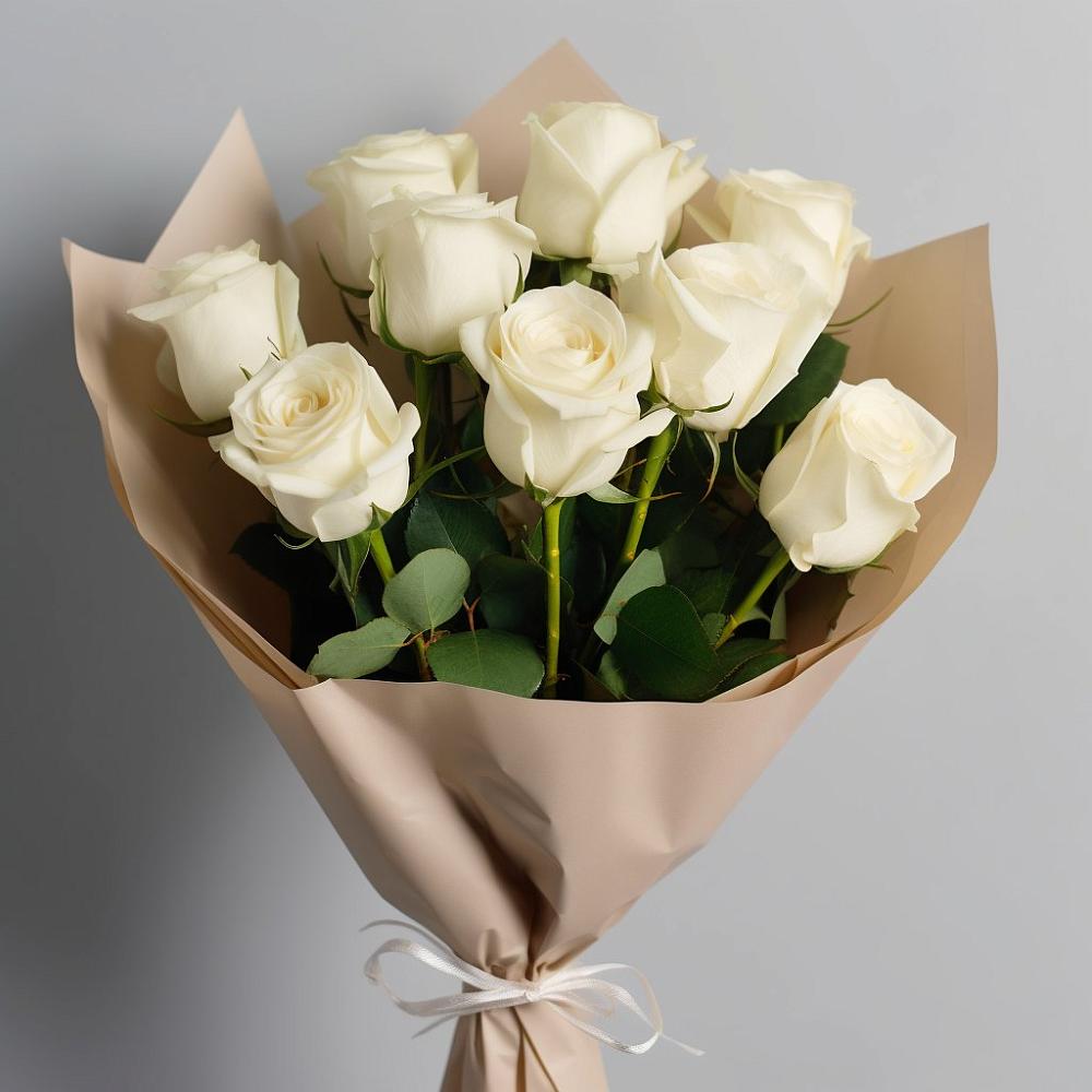 Букет 9 Белых роз Эдлесс Лав в Рогачево