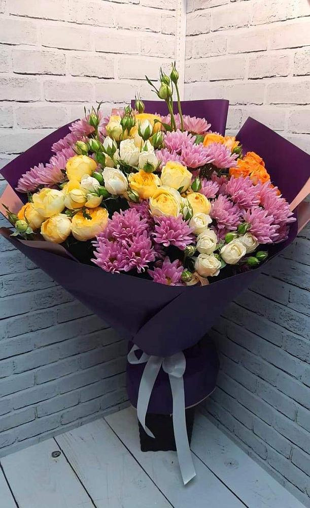 Букет цветов из: Хризантемы и Розы в Рогачево