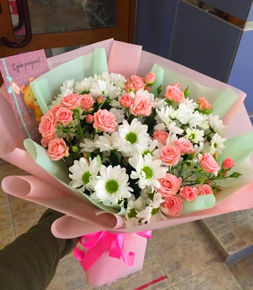 Букет цветов из: Розы и Хризантемы в Рогачево