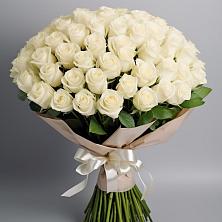 Букет 101 беля роза Белоснежка в Рогачево