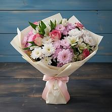 Букет цветов из:  Хризантемы, Альстромерии и Розы в Рогачево