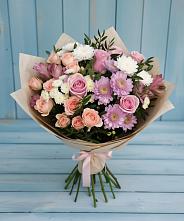 Букет цветов из:  Хризантемы, Розы и Альстромерии в Рогачево