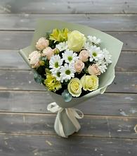 Букет цветов из:  Альстромерии, Розы и Хризантемы в Рогачево