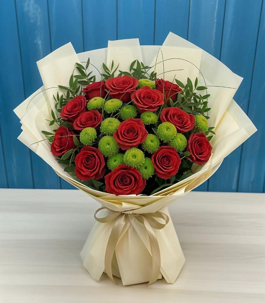 Букет цветов из: Розы и Хризантемы в Рогачево