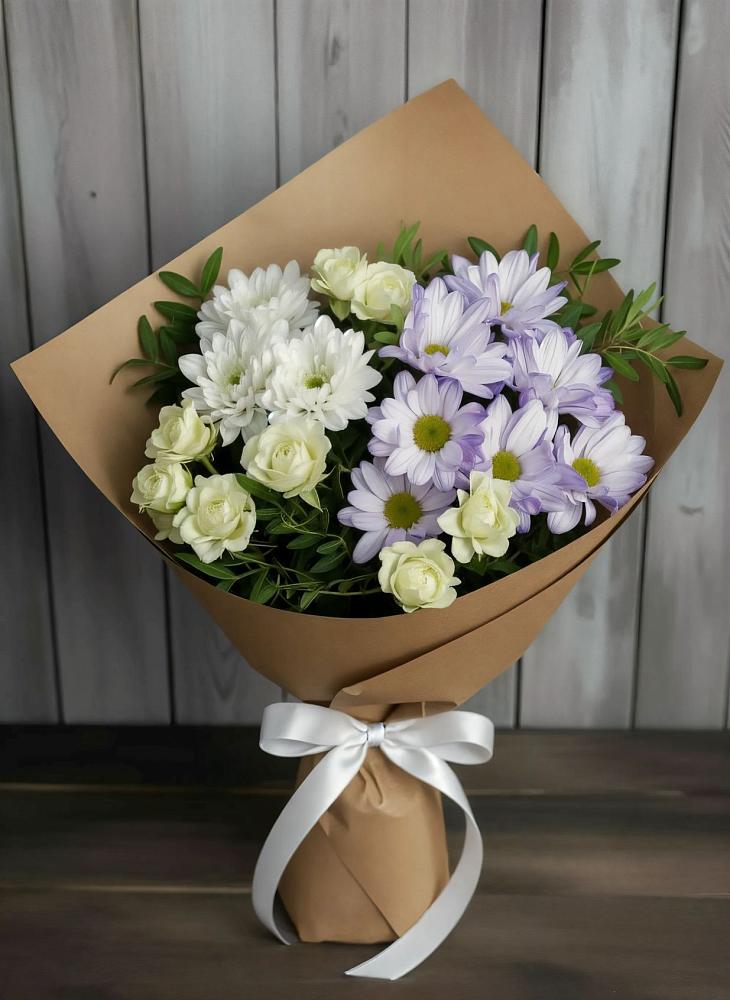 Букет цветов из: Хризантемы и Розы в Рогачево